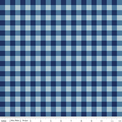 Simply Country PRINTED Gingham C13413 Navy - Riley Blake Designs - 1/2" Blue/Navy Check - Quilting Cotton Fabric