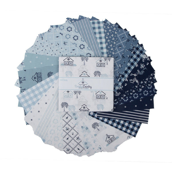 SALE Simply Country Layer Cake 10" Stacker Bundle - Riley Blake Designs - 42 piece Precut Pre cut - Blue White - Quilting Cotton Fabric