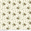 32" End of Bolt - Silent Night Olive Branch SC13572 Ivory SPARKLE - Riley Blake - Christmas Flowers Leaves Gold - Quilting Cotton Fabric