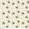 32" End of Bolt - Silent Night Olive Branch SC13572 Ivory SPARKLE - Riley Blake - Christmas Flowers Leaves Gold - Quilting Cotton Fabric