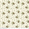 15" End of Bolt - Silent Night Olive Branch SC13572 Ivory SPARKLE - Riley Blake - Christmas Flowers Leaves Gold - Quilting Cotton Fabric