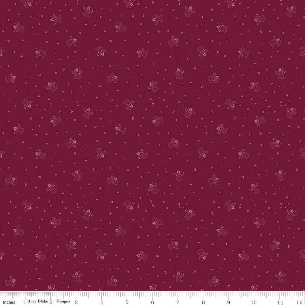 Silent Night Choir of Angels C13573 Berry - Riley Blake - Christmas Tone-on-Tone Angels Stars Music Notes - Quilting Cotton Fabric