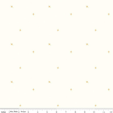 10" End of bolt Silent Night Follow the Star SC13575 Dove SPARKLE - Riley Blake Designs - Christmas Stars SPARKLE - Quilting Cotton Fabric