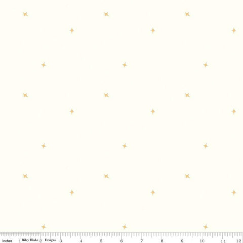 35" End of bolt Silent Night Follow the Star SC13575 Dove SPARKLE - Riley Blake Designs - Christmas Stars SPARKLE - Quilting Cotton Fabric