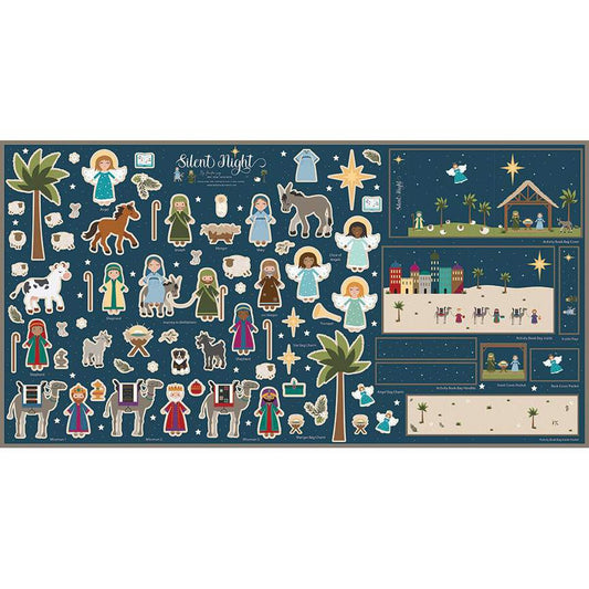Silent Night Nativity FELT Panel FT13576 - Riley Blake - Christmas Figures Stable Bethlehem Bag Individually Packaged  - Cotton