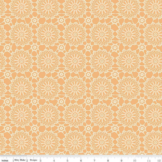 19" End of Bolt - Live, Love, Glamp Crochet C13502 Honey - Riley Blake Designs - Doily Medallions - Quilting Cotton Fabric