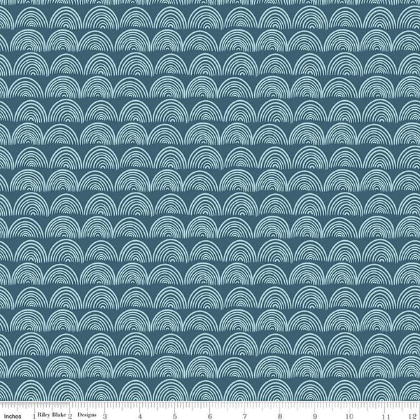 SALE Live, Love, Glamp Rainbows C13506 Denim - Riley Blake Designs - Tone-on-Tone - Quilting Cotton Fabric