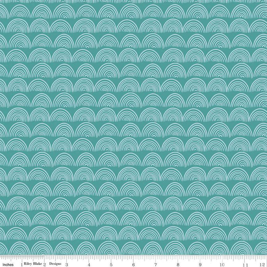 SALE Live, Love, Glamp Rainbows C13506 Teal - Riley Blake Designs - Tone-on-Tone - Quilting Cotton Fabric