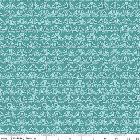 Live, Love, Glamp Rainbows C13506 Teal - Riley Blake Designs - Tone-on-Tone - Quilting Cotton Fabric