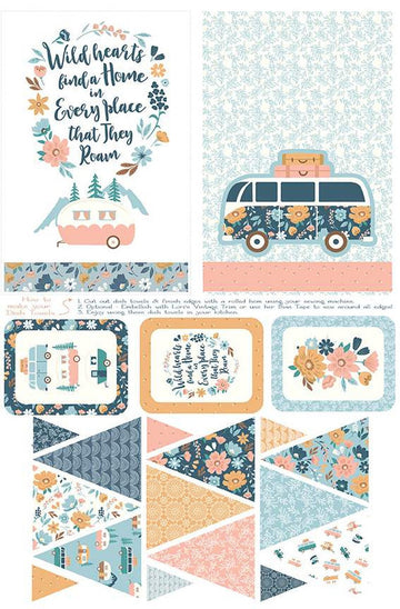 SALE Live, Love, Glamp Home Decor Panel HD13507 - Riley Blake Designs - Glamping Camping Dish Towels Pot Holders Banners - Cotton Fabric
