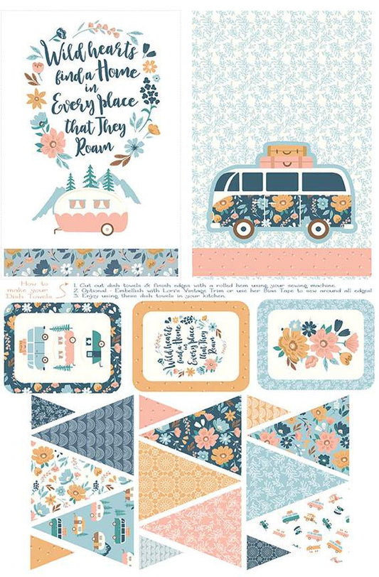 DEAL Live, Love, Glamp Home Decor Panel HD13507 - Riley Blake Designs - Glamping Camping Dish Towels Pot Holders Banners - Cotton Fabric