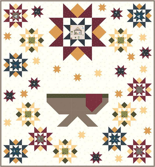 SALE Silent Night Quilt PATTERN P177 - Bee Sew Inspired - Riley Blake Design - INSTRUCTIONS Only - Christmas Pieced Stars Manger