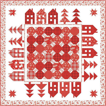 SALE Hamlet Quilt PATTERN P180 - Wendy Sheppard - Riley Blake Designs - INSTRUCTIONS Only - Snowball Quilt Blocks Houses Pine Trees Stars