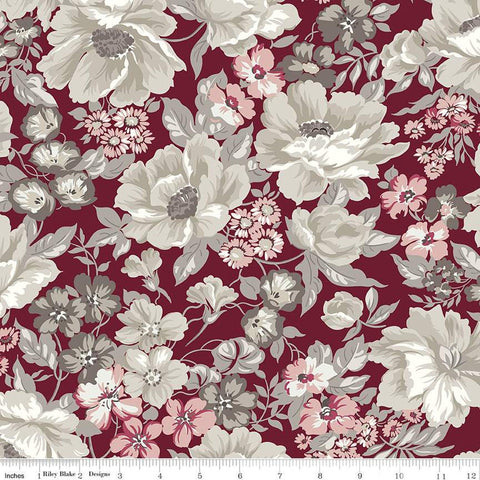 SALE Heartfelt Main C13490 Ruby - Riley Blake Designs - Floral Flowers - Quilting Cotton Fabric