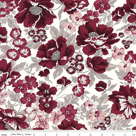 SALE Heartfelt Main C13490 White - Riley Blake Designs - Floral Flowers - Quilting Cotton Fabric