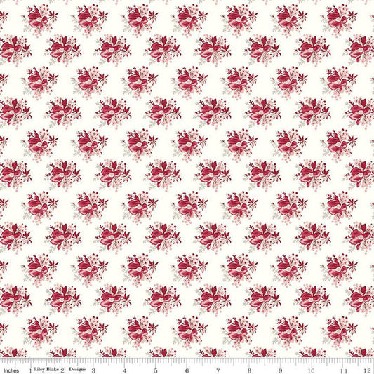 CLEARANCE Heartfelt Bouquets C13494 Cream - Riley Blake Designs - Floral Flowers - Quilting Cotton Fabric