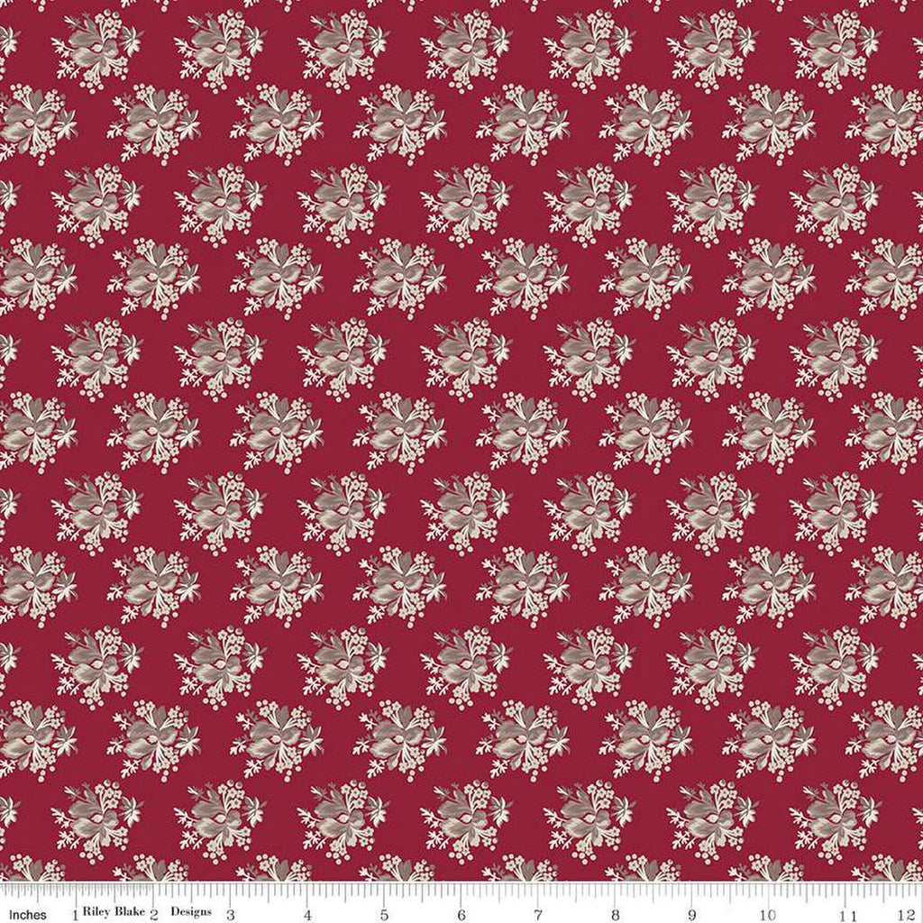 SALE Heartfelt Bouquets C13494 Ruby - Riley Blake Designs - Floral Flowers - Quilting Cotton Fabric
