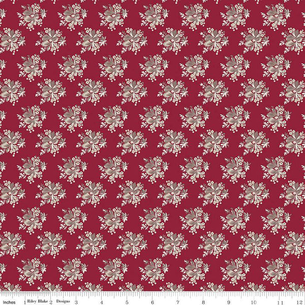 Fat Quarter End of Bolt Piece - CLEARANCE Heartfelt Bouquets C13494 Ruby - Riley Blake  - Floral Flowers - Quilting Cotton