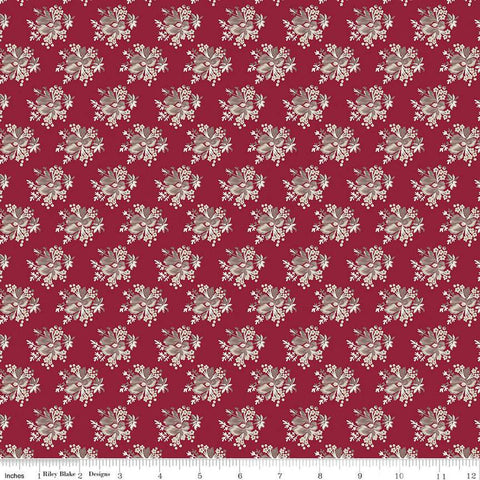 Fat Quarter End of Bolt Piece - CLEARANCE Heartfelt Bouquets C13494 Ruby - Riley Blake  - Floral Flowers - Quilting Cotton