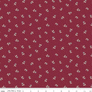Fat Quarter End of Bolt - Heartfelt Ditsy C13497 Ruby - Riley Blake Designs - Floral Flowers Pin Dots - Quilting Cotton Fabric