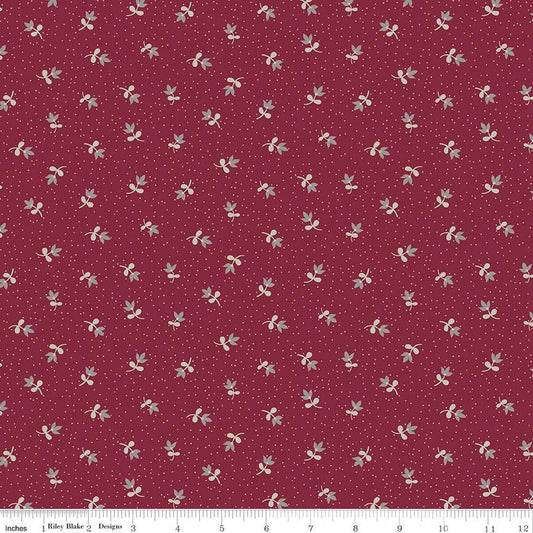 Fat Quarter End of Bolt - Heartfelt Ditsy C13497 Ruby - Riley Blake Designs - Floral Flowers Pin Dots - Quilting Cotton Fabric
