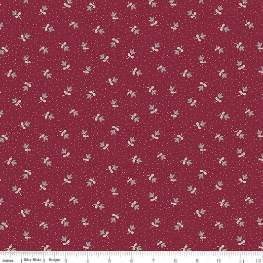 12" End of Bolt - Heartfelt Ditsy C13497 Ruby - Riley Blake Designs - Floral Flowers Pin Dots - Quilting Cotton Fabric