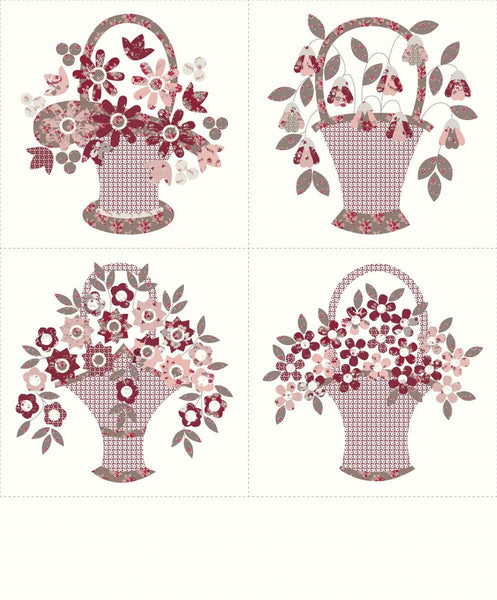 SALE Heartfelt Panel #2 PD13499 by Riley Blake Designs - DIGITALLY PRINTED Baskets Floral Flowers - Quilting Cotton Fabric