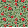The Magic of Christmas Main C13640 Leaf - Riley Blake Designs - Floral Flowers Poinsettias Leaves Berries - Quilting Cotton Fabric