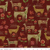 SALE Kringle Garden C13442 Red - Riley Blake - Christmas Folk Art Reindeer Deer Flowers - Quilting Cotton Fabric