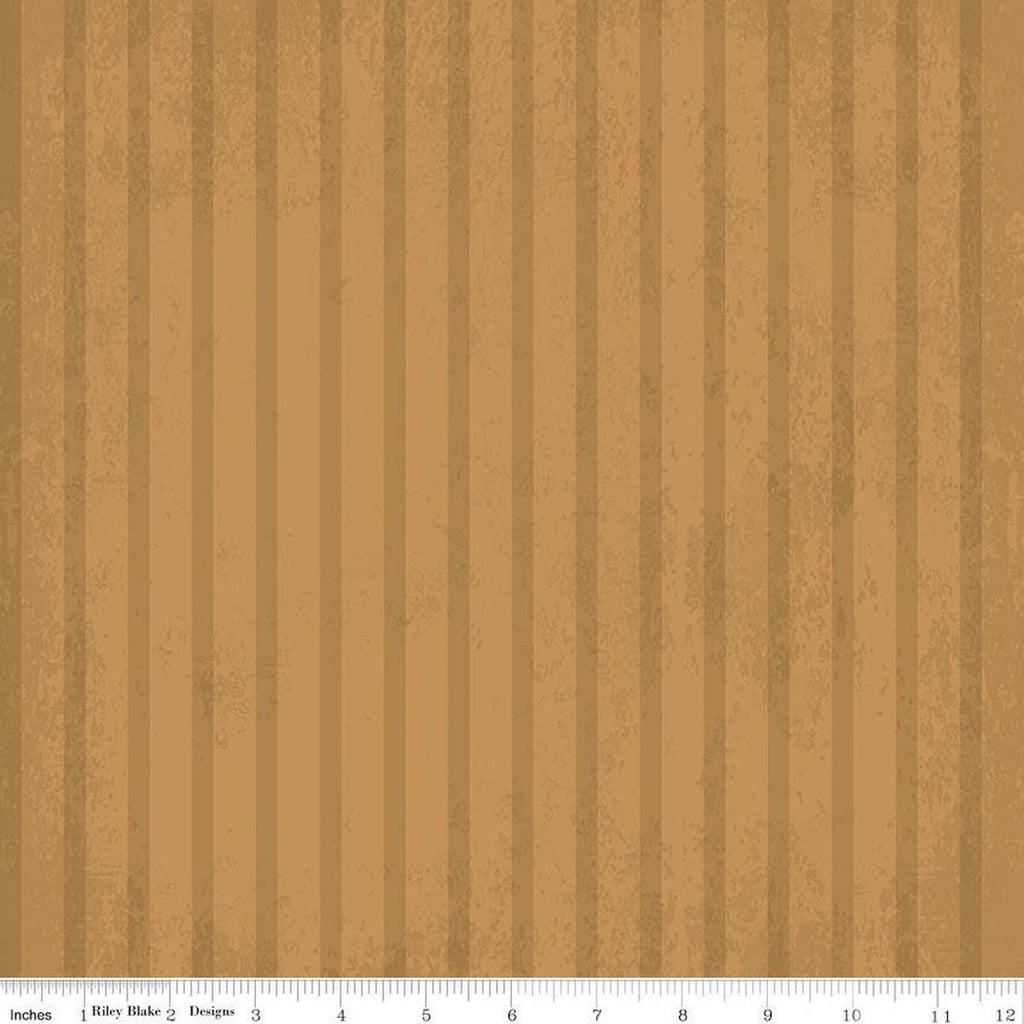 Kringle Stripes C13444 Gold - Riley Blake Designs - Christmas Folk Art Textured Tone-on-Tone Stripe Striped - Quilting Cotton Fabric