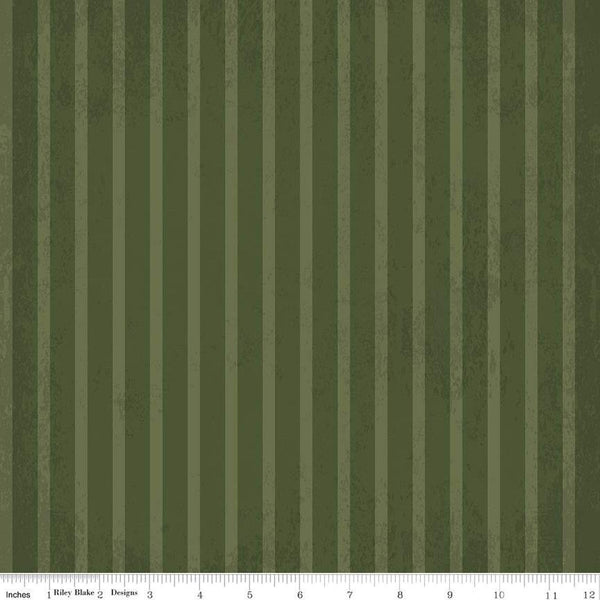 Kringle Stripes C13444 Green - Riley Blake Designs - Christmas Folk Art Textured Tone-on-Tone Stripe Striped - Quilting Cotton Fabric