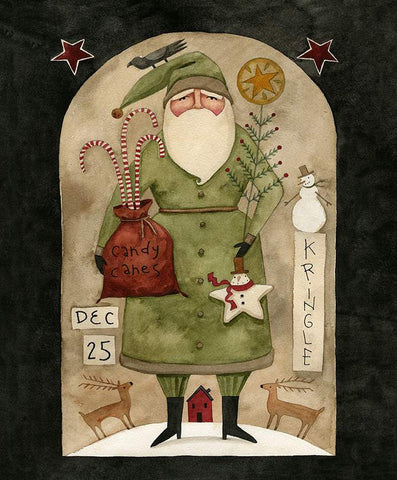 Kringle Kris Kringle Panel P13447 by Riley Blake Designs - Christmas Folk Art Santa Claus - Quilting Cotton Fabric