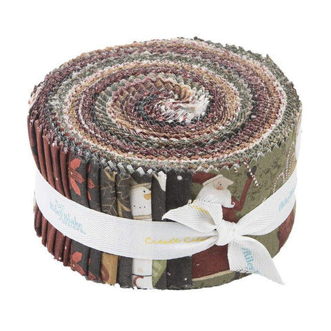 Kringle 2.5 Inch Rolie Polie Jelly Roll 40 pieces - Riley Blake Designs - Precut Pre cut Bundle - Christmas Folk Art - Cotton Fabric