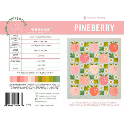 SALE Pineberry Quilt PATTERN P176 by Pen + Paper - Riley Blake Designs - INSTRUCTIONS Only - Fat Quarter Friendly