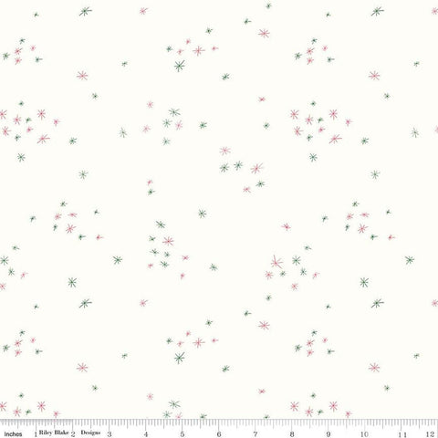 13" End of Bolt - Christmas with Scaredy Cat Snow C13537 Cream - Riley Blake Designs - Snowflakes - Quilting Cotton Fabric