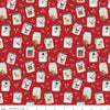 15" End of Bolt - The Magic of Christmas Jars C13641 Red - Riley Blake - Santa Reindeer Snowmen Poinsettias Candles - Quilting Cotton Fabric