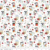 29" End of Bolt - The Magic of Christmas Jars C13641 White-Riley Blake - Santa Reindeer Snowmen Poinsettias Candles -Quilting Cotton Fabric