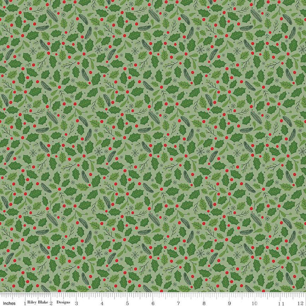 SALE The Magic of Christmas Holly C13643 Leaf - Riley Blake Designs - Leaves Berries - Quilting Cotton Fabric