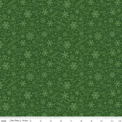 SALE The Magic of Christmas Snowflakes C13644 Green - Riley Blake Designs - Quilting Cotton Fabric