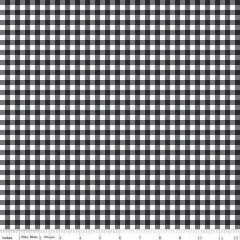 The Magic of Christmas Plaid C13646 Black - Riley Blake Designs - 1/4" PRINTED Gingham Check Checks Black White - Quilting Cotton Fabric