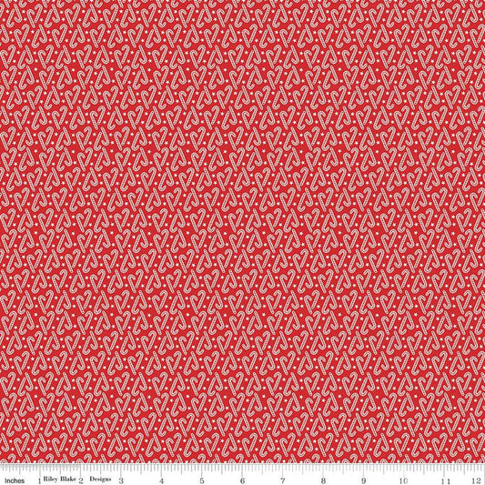 The Magic of Christmas Candy Canes C13647 White - Riley Blake Designs - Candy Canes Stars on White - Quilting Cotton Fabric