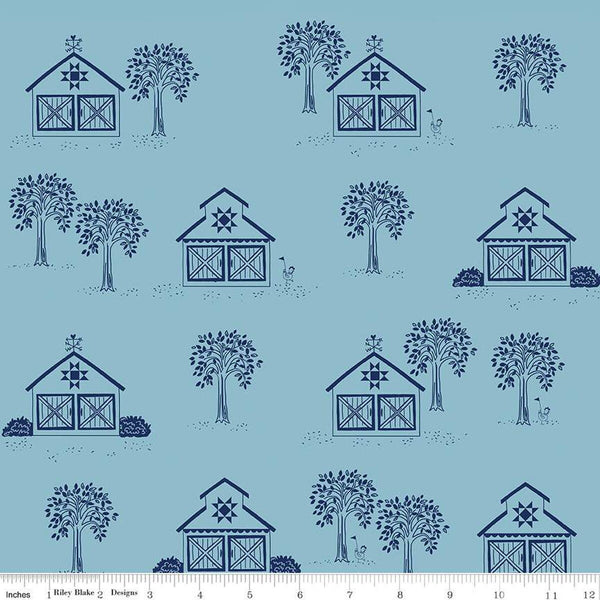 SALE Simply Country Main C13410 Dream - Riley Blake Designs - Barns Trees - Quilting Cotton Fabric