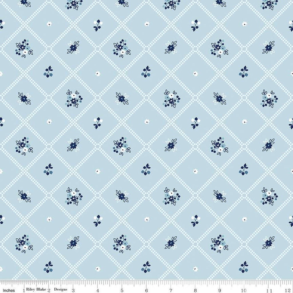 SALE Simply Country Dot Grid C13412 Blue - Riley Blake Designs - Geometric  Lattice Floral Flowers - Quilting Cotton Fabric
