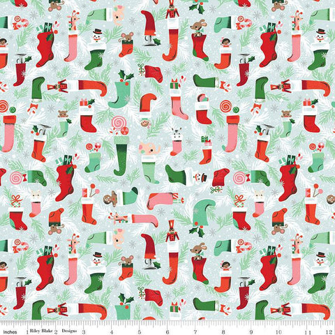 SALE Twas Stockings Were Hung SC13463 Frost SPARKLE - Riley Blake Designs - Christmas Silver SPARKLE - Quilting Cotton Fabric