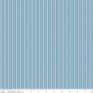 13" End of Bolt Piece - SALE Simply Country Stripes C13415 Dream - Riley Blake Designs - Blue White Stripe Striped - Quilting Cotton Fabric