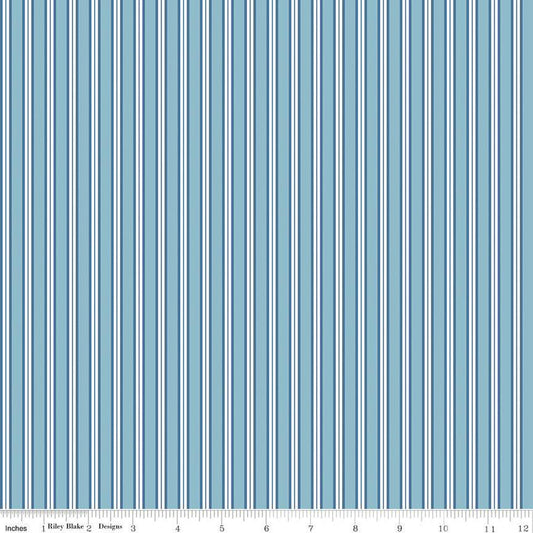SALE Simply Country Stripes C13415 Dream - Riley Blake Designs - Blue White Stripe Striped - Quilting Cotton Fabric