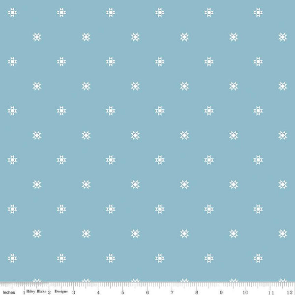 SALE Simply Country Quilt Stars C13417 Dream - Riley Blake Designs - Blue with White Quilt Star Blocks - Quilting Cotton Fabric