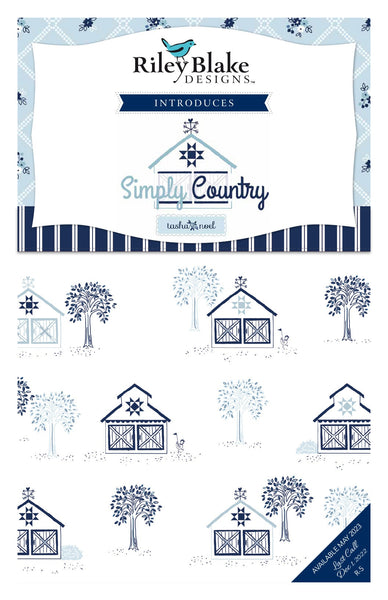 SALE Simply Country Layer Cake 10" Stacker Bundle - Riley Blake Designs - 42 piece Precut Pre cut - Blue White - Quilting Cotton Fabric