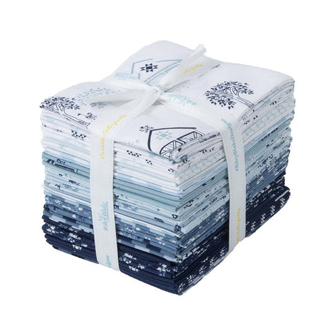 Simply Country Fat Quarter Bundle 25 pieces - Riley Blake Designs - Pre cut Precut - Blue White -  Quilting Cotton Fabric