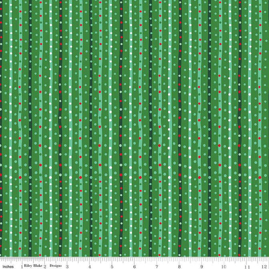 Twas Sugarplum Stripe C13465 Green - Riley Blake Designs - Christmas Stripes Striped - Quilting Cotton Fabric